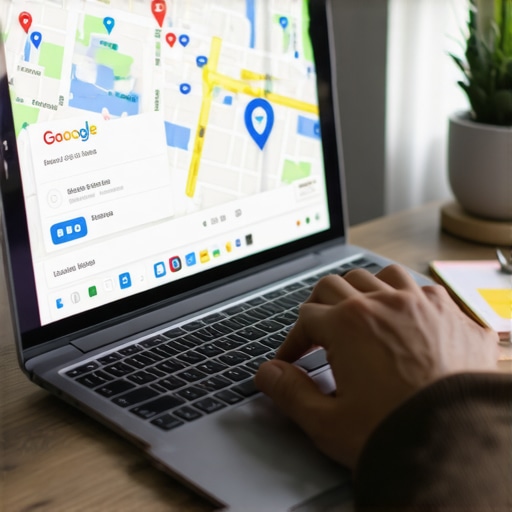 Person studying Google Maps data on a laptop for local SEO strategy