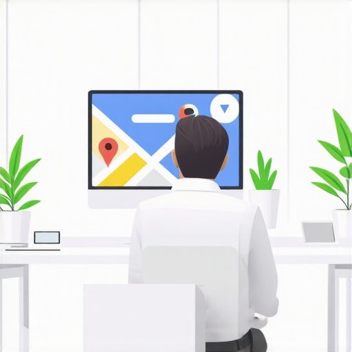 Person working on Google Maps optimization in a modern office environment