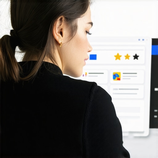 Business owner updating Google My Business profile with photos and customer reviews