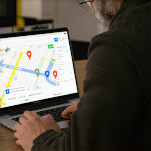 Google Maps Optimization Expert at Work A person optimizing a business listing on Google Maps from a laptop.