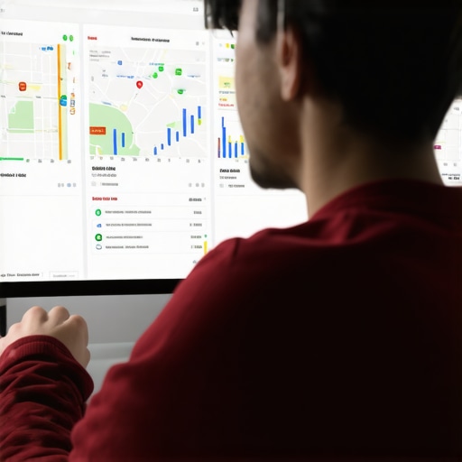 Analyzing Google Maps Data for SEO Person reviewing local SEO analytics on a laptop for Google Maps ranking improvements.