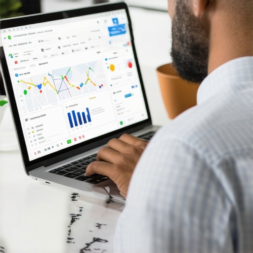Business owner scrutinizing Google Maps ranking data on a laptop.