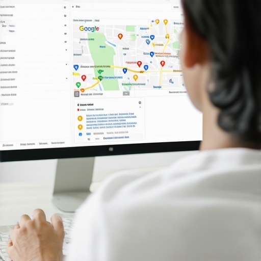 Person reviewing local SEO and Google Maps rankings on a laptop