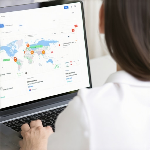 A professional reviewing Google Maps analytics on a laptop