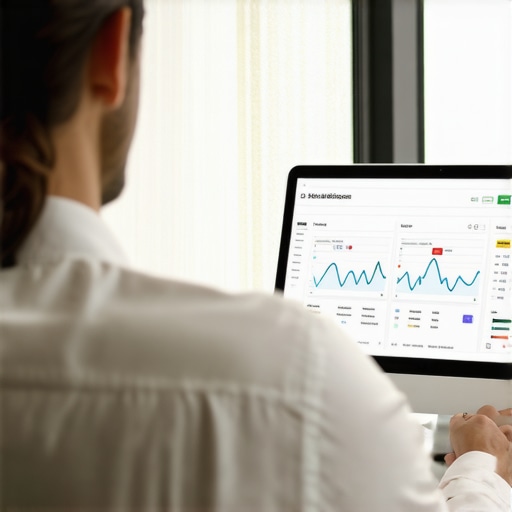 SEO expert analyzing local business profile performance on a digital tablet.