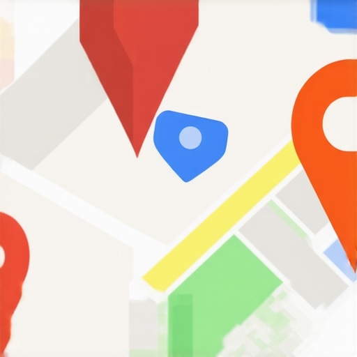 Illustration of local map SEO optimization concepts with pins and charts.
