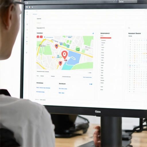 Person analyzing Google Maps profile data on a computer