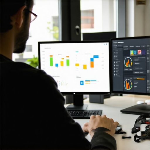 Person working on computer analyzing local SEO data with maps and dashboards