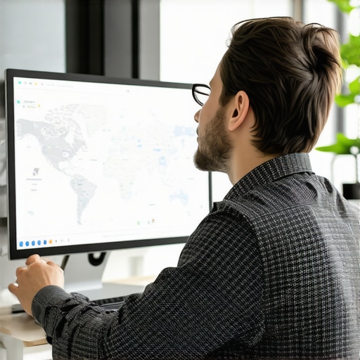 Business owner customizing Google Map profile on computer.