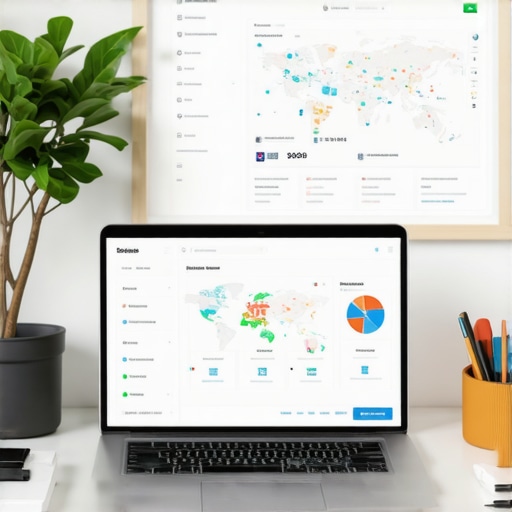 Laptop showing local SEO analytics and GIS maps