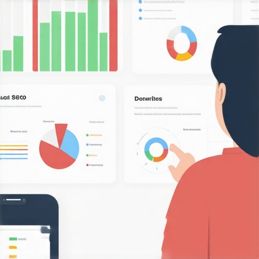 Dashboard showing local SEO metrics and rankings with a person analyzing data