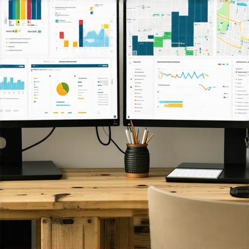Optimizing Local Map Rankings with Tools Person analyzing local SEO data on two monitors with citation and map analytics dashboards